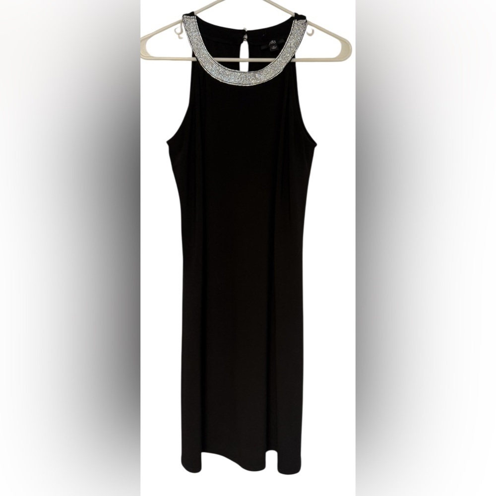JBS Elegant Black Sleeveless Dress with Embellished Rhinestone Neckline M